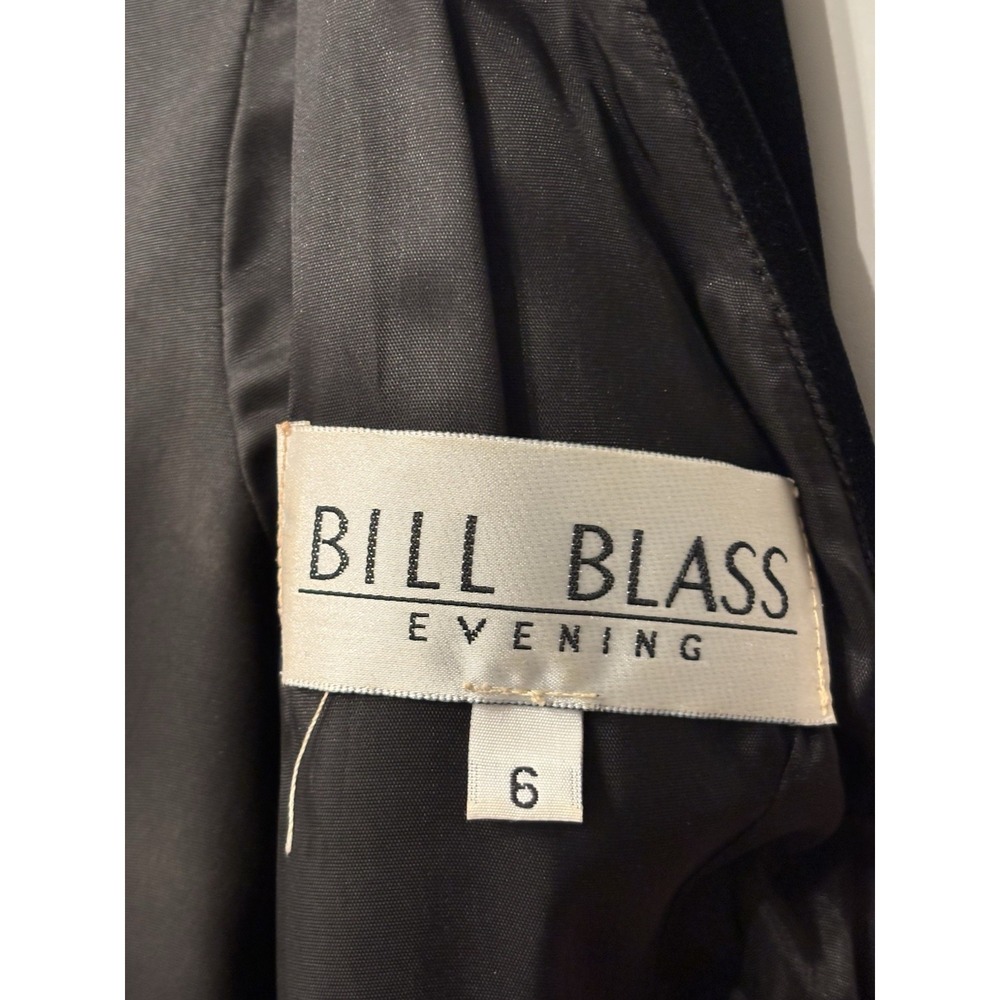 Vintage Bill Blass Evening Dress Sz 6 Black Velvet Metallic Striped Taffeta 80s - Picture 4 of 10
